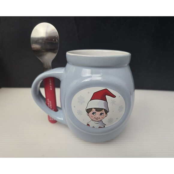 Elf Hot Cocoa Hot Chocolate Mug Cup Christmas Blue With Spoon CCA & B 2020 - Picture 2 of 14